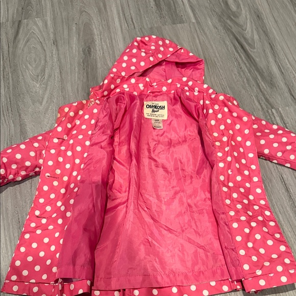 OshKosh B'gosh Pink and White Polka Dot Raincoat - Picture 2 of 4